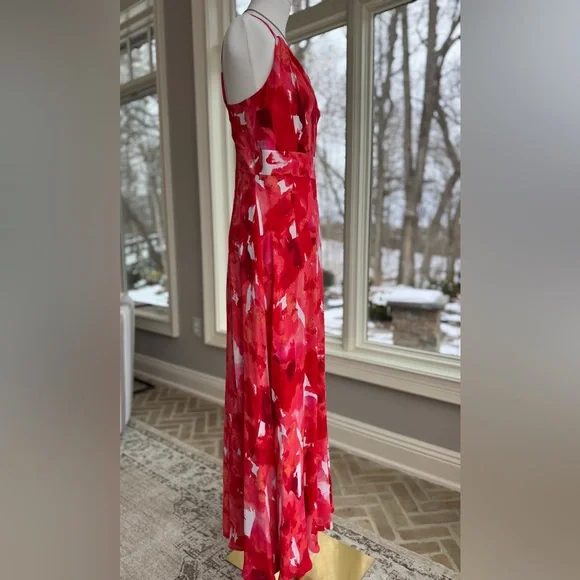 Donna Karan Red Floral Maxi dress.  Size 4 NWOT - Picture 3 of 4